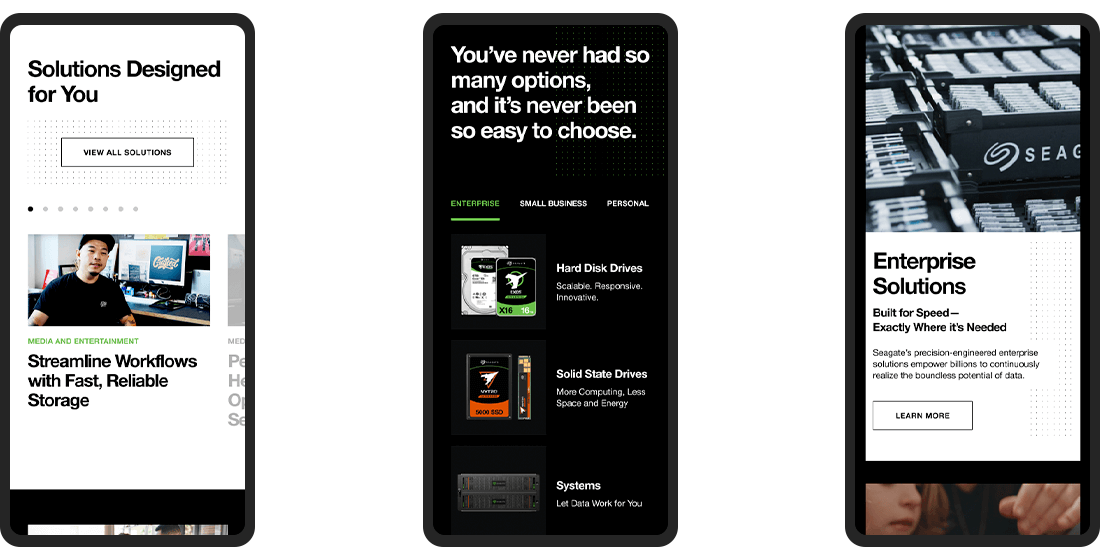 Seagate responsive design mobile